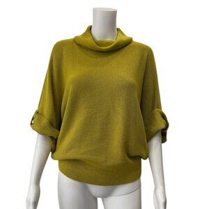 Dusan Yellow Mustard Cashmere Silk Mock Neck T-Shirt Sweater size XL
